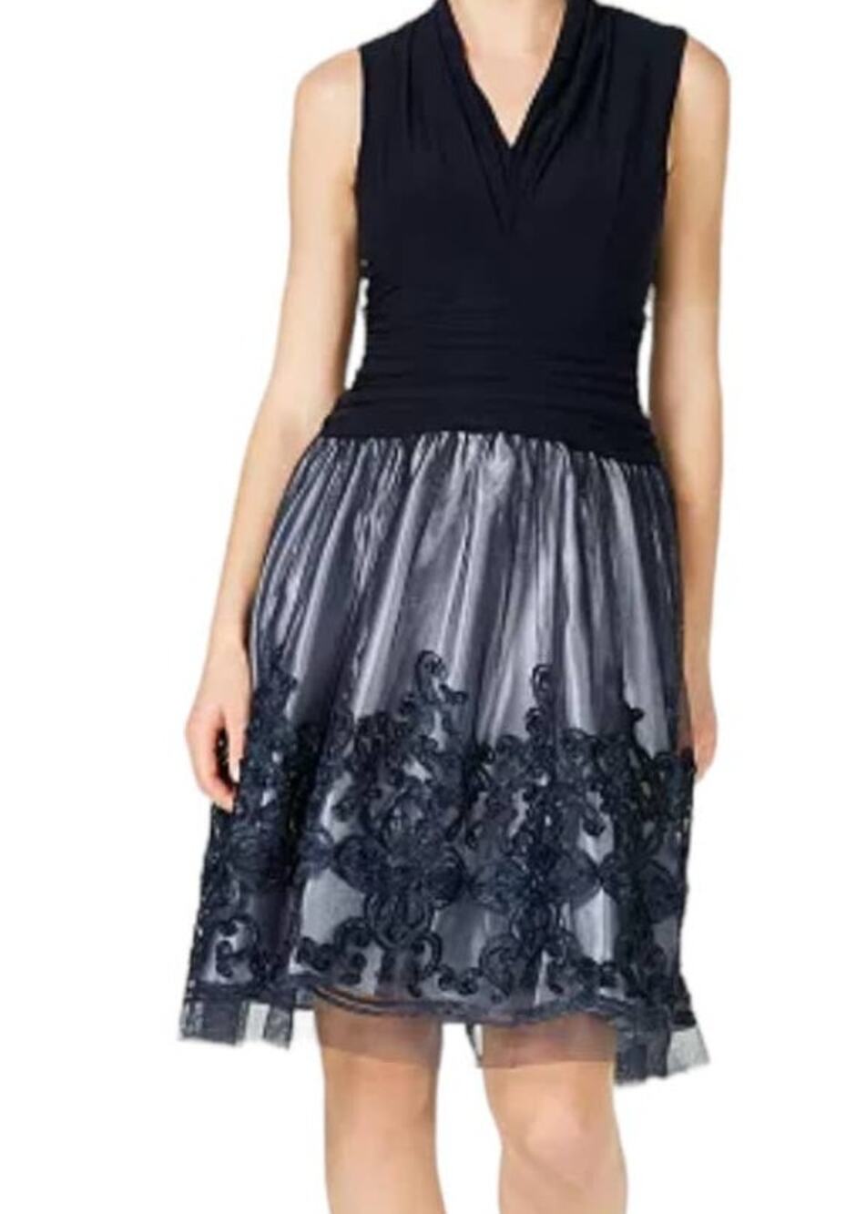 SLNY dress knee length Illusion Soutache trim party size navy blue size 4